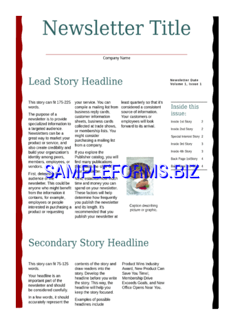Business Newsletter Template 1 dot pdf free